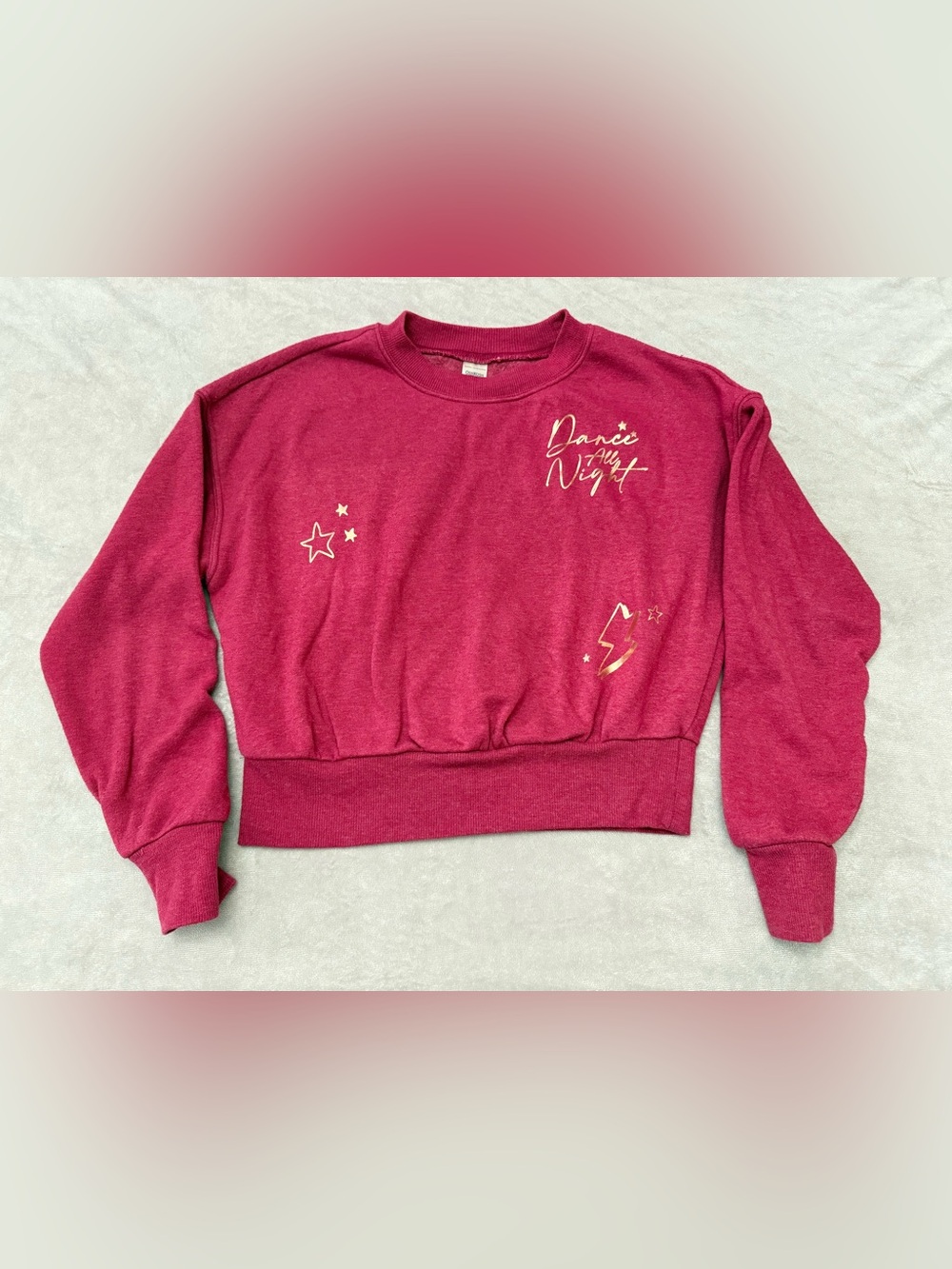 OshKosh B’gosh Girls Sweatshirt Size 12 Red Fleece Gold Dance All Night Pullover